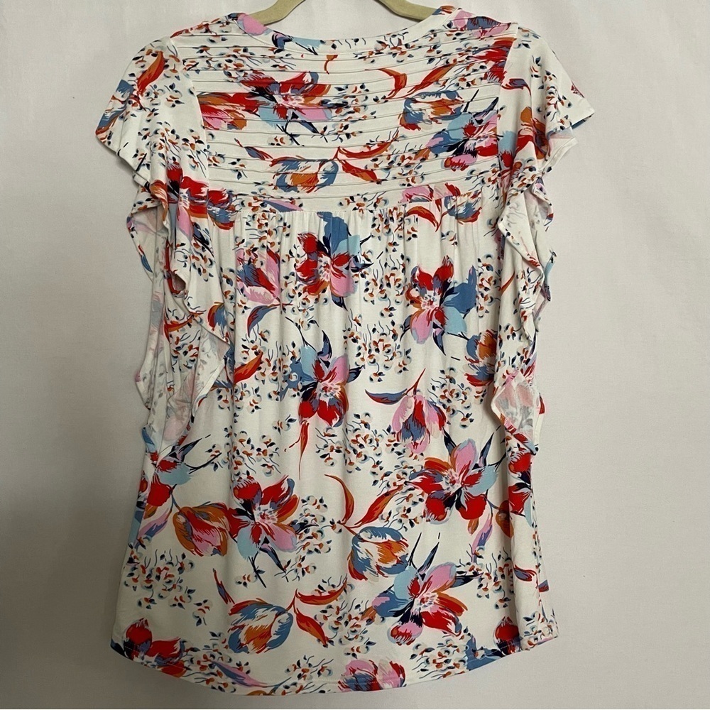 Anthropologie Meadow Rue Floral Print Ridge Yoke Flutter Sleeve Blouse - Picture 10 of 15